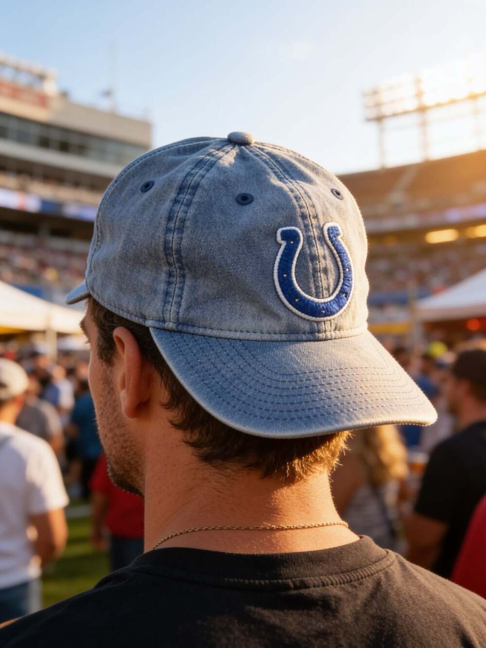 Vintage Reebok NFL Indianapolis Colts Distressed Denim Strapback Hat Cap